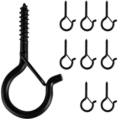 Picture of BEHENO 8 PCS Q-Hanger, Screw Hooks for Outdoor String Lights - Ceiling Hooks for Hanging Plants Wind Chimes, Safety Buckle Design, Windproof, 2.2 Inches