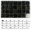 Picture of Looconi 1400 Pieces 4x7mm Black Round Acrylic with Gold Alphabet Letter Beads A-Z Heart Pattern Beads and Crystal Line for Jewelry Making (Black&Gold)