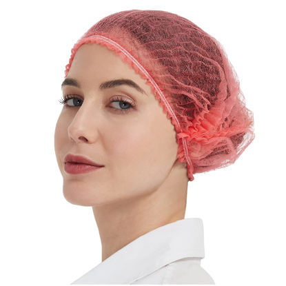 Picture of ProtectX Disposable Bouffant (Hair Net) Caps Hair Head Cover Nets 21” (Red 100 pack)