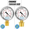 Picture of MEANLIN MEASURE -30~0Psi Stainless Steel 1/4" NPT 2.5" FACE DIAL Vacuum Pressure Gauge, Lower Mount, with 1/4" x 1/2" NPT and 1/4" x 3/8" NPT Hex Bushing