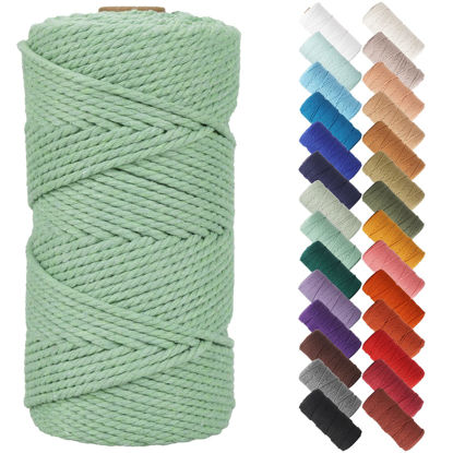 Picture of NOANTA Light Green Macrame Cord 3mm x 109yards, Colored Macrame Rope, Cotton Rope Macrame Yarn, Colorful Cotton Craft Cord for Wall Hanging, Plant Hangers, Crafts, Knitting