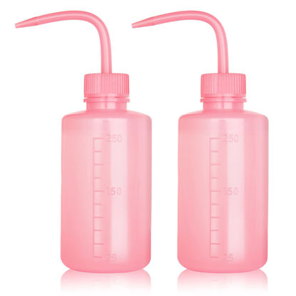 Picture of Tattoo Wash Bottle- Melphoe 2Pcs 250ml Water Squirt Bottle Succulent Watering, Safety Rinse Bottle Watering Tools, Economy Plastic Squeeze Washing Bottle for Medical Lab, Tattoo Supplies, Irrigation Squeeze Sprinkling Can Wash Plant Bottle (Pink)