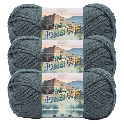 Picture of Lion Brand Yarn Hometown Yarn, Bulky Yarn, Yarn for Knitting and Crocheting, 3-Pack, Slatington Slate