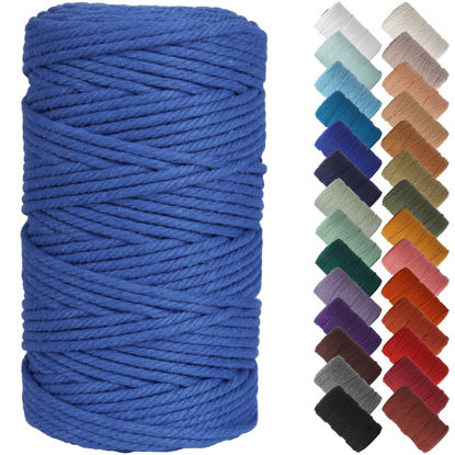 Picture of NOANTA Royal Blue Macrame Cord 4mm x 109yards, Colored Macrame Rope, Cotton Cord Macrame Yarn, Colorful Cotton Craft Cord for Wall Hanging, Plant Hangers, Crafts, Knitting