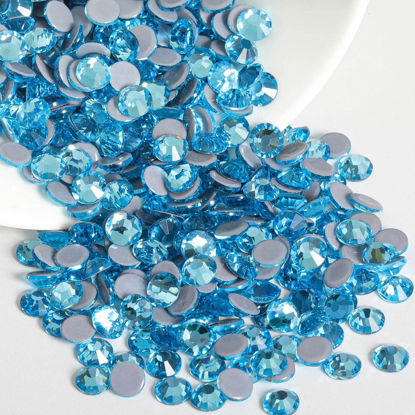 Picture of Beadsland Hotfix Rhinestones, 2880pcs Flatback Crystal Rhinestones for Crafts Clothes DIY Decorations, Aquamarine, SS10, 2.7-2.9mm