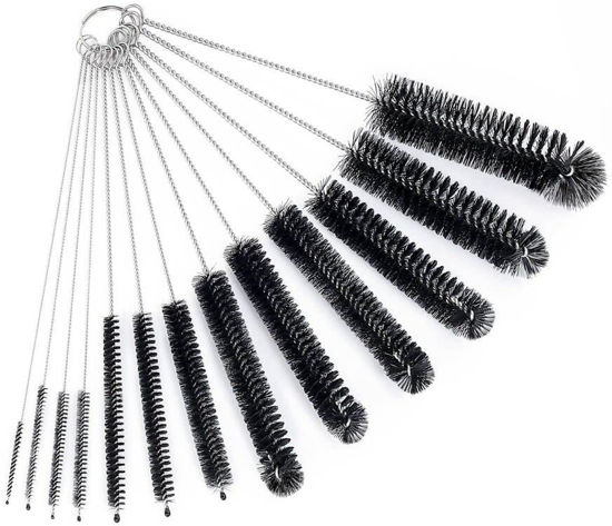 Picture of CiaraQ Bottle Cleaning Brushes, 8 Inch Nylon Tube Brush Set, Cleaner for Narrow Neck Bottles Cups with Hook, Set of 13pcs. Black