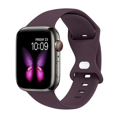 Picture of Tighesen Sport Bands Compatible with Apple Watch Band 38mm 40mm 41mm 42mm 44mm 45mm 49mm S/M M/L for Women/Men Waterproof Soft Silicone Replacement Strap Accessories for iWatch Ultra SE Series 8/7/6/5/4/3/2/1(Dark Cherry, 38/40/41mm M/L)