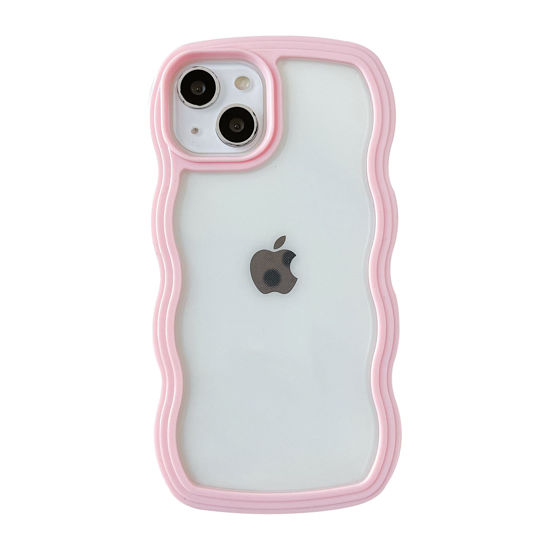 Picture of Caseative Cute Curly Wave Frame Shape Shockproof Soft Compatible with iPhone Case (Pink,iPhone X/Xs)