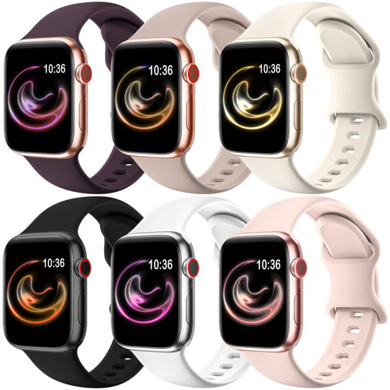 Picture of ZALAVER 6 Pack Bands Compatible with Apple Watch Band 38mm 40mm 41mm 42mm 44mm 45mm 49mm Men Women, Soft Silicone Sport Strap for iWatch Ultra Series 8 7 6 5 4 3 2 1 SE