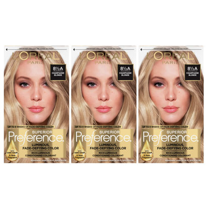 Picture of L'Oréal Paris Superior Preference Fade-Defying + Shine Permanent Hair Color, 8.5A Champagne Blonde, 3 COUNT Hair Dye