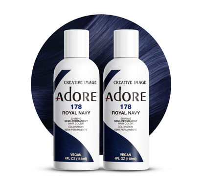 Picture of Adore Semi Permanent Hair Color - Vegan and Cruelty-Free Hair Dye - 4 Fl Oz - 178 Royal Navy (Pack of 2)