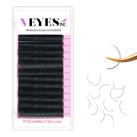 Picture of VEYES INC Eyelash Extension Supplies Classic Volume Lash Extensions Mixed Tray 0.07 D Curl 15-20mm, Premium Mink Silk Individual Lashes Soft Matte Black Salon Use.