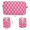 Picture of SOIDRAM 2 Pieces Makeup Bag Checkered Cosmetic Bag Pink Green Makeup Pouch Travel Toiletry Bag Organizer Cute Makeup Brushes Storage Bag for Women