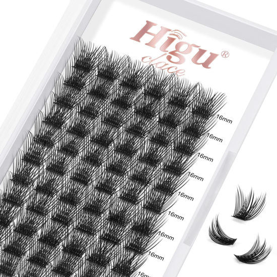 Picture of Lash Clusters DIY Eyelash Extensions 72 Pcs Cluster Eyelash Extensions 16mm Cluster Lashes D Curl Lash Clusters Thin Stem Eyelash Clusters Reusable Makeup for Self-application (Shrub D 16mm)