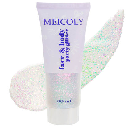 Picture of MEICOLY Fine Body Glitter,Holographic Face Glitter,Color Changing Glitter Gel for Body,Face,Hair,Lip,Eye,Long Lasting Sequins Glitter Face Paint Glitter Makeup,Sparkling Pink,50ml