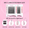 Picture of DIY Lash Extensions Kit, Lash Clusters Individual, Lash Bond and Seal, Clusters Lash Glue Remover and Eyelash Tweezers for Eyelash Extensions Beginners (40D-0.07D, 8-16mm, Kit)