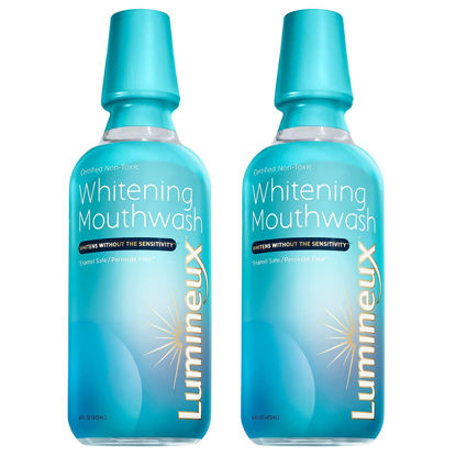 Picture of Lumineux Teeth Whitening Mouthwash, 16 Oz, 2 Pack - Enamel Safe - Whitening Without Sensitivity - Certified Non-Toxic - Whiter Teeth in 7 Days or Less - NO Alcohol, Fluoride Free & SLS Free