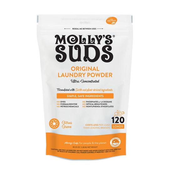 Picture of Molly's Suds Original Laundry Detergent Powder | Natural Laundry Detergent Powder for Sensitive Skin | Earth-Derived Ingredients, Stain Fighting | 120 Loads (Citrus Grove)