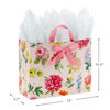 Picture of Hallmark 10" Large Horizontal Gift Bag with Tissue Paper (Vintage Floral with Pink Bow) for Easter, Mother's Day, Bridal Showers, Graduations, New Moms