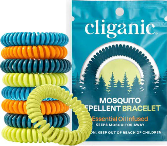 Picture of Cliganic 25 Pack Mosquito Repellent Bracelets, DEET-Free Bands, Individually Wrapped (Packaging May Vary)