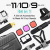 Picture of Vamson Accessories Kit for GoPro Hero 11 10 9 Black Waterproof Housing Case Filter Silicone Protector Frame Lens Screen Tempered Glass Head Chest Strap Bike Mount Floating Bundle Set Kit 64 in 1 AVS18