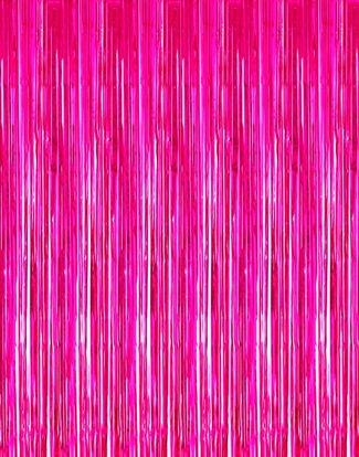 Picture of 2 Pcs 3.2ft x 8.2ft Shiny Hot Pink Metallic Tinsel Foil Fringe Curtains Photo Booth Backdrop for Birthday Wedding Holiday Celebration Bachelorette Party Decorations (Hot Pink)