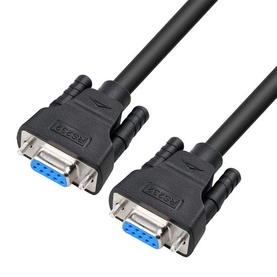 Picture of DTech DB9 RS232 Serial Cable Female to Female Null Modem Cord Full Handshaking 7 Wire Crossover for Data Communication (5 Feet, Black)