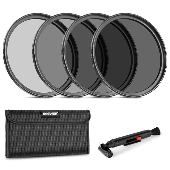 Picture of NEEWER 77mm ND Lens Filter Kit: ND2 ND4 ND8 ND16, Lens Cleaning Pen, Filter Pouch Neutral Density Filter and Accessory Kit Compatible with Canon Nikon Sony Panasonic DSLR Cameras with 77mm Lens