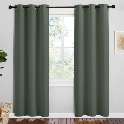 Picture of NICETOWN Blackout Curtain Panels, Dark Mallard, 1 Pair, 42 by 78-Inch, Home Decoration Thermal Insulated Solid Grommet Blackout Drape for Dining Room