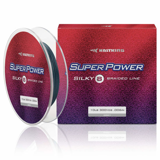 Picture of KastKing Superpower Silky8 Braided Fishing Line, Gray, 8 Strand, 65LB, 300Yds