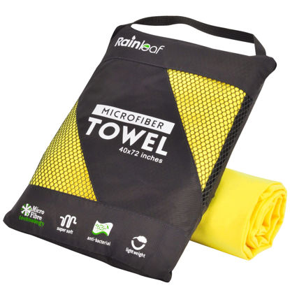 Picture of Rainleaf Microfiber Towel Perfect Travel & Sports &Camping Towel.Fast Drying - Super Absorbent - Ultra Compact,Yellow,40 X 72 Inches