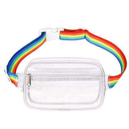 Picture of VOROLO Clear Waist Pack for Running Fanny Pack for Women and Men Crossbody Belt Bag Bum Bag with Adjustable Strap for Sports Clear White