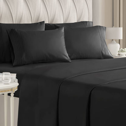 Picture of King Size Sheet Set - 6 Piece Set - Hotel Luxury Bed Sheets - Extra Soft - Deep Pockets - Easy Fit - Breathable & Cooling Sheets - Wrinkle Free - Comfy - Black Bed Sheets - Kings Sheets - 6 PC