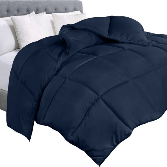 Picture of Utopia Bedding Comforter Duvet Insert - Quilted Comforter with Corner Tabs - Box Stitched Down Alternative Comforter (King, Navy)