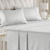 Picture of Striped Bed Sheets - Pin Striped Sheets - Grey and White Sheets - Grey and White Striped Sheets - Full Striped Sheets - Hotel Luxury Bed Sheets - Deep Pockets - Breathable & Cooling Sheets