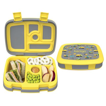 Picture of Bentgo® Kids Prints Leak-Proof, 5-Compartment Bento-Style Kids Lunch Box - Ideal Portion Sizes for Ages 3 to 7 - BPA-Free, Dishwasher Safe, Food-Safe Materials (Construction Trucks)