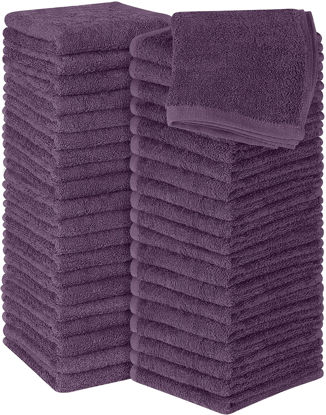 Picture of Utopia Towels Cotton Washcloths Set - 100% Ring Spun Cotton, Premium Quality Flannel Face Cloths, Highly Absorbent and Soft Feel Fingertip Towels (60 Pack, Plum)