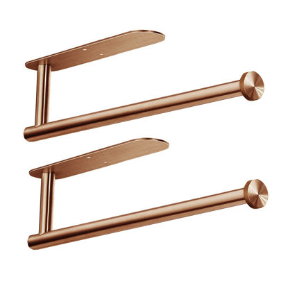 Picture of Paper Towel Holders,Paper Towels Rolls - for Kitchen,Paper Towels Bulk- Self-Adhesive Under Cabinet,Both Available in Adhesive and Screws,Stainless Steel Paper Towel Holder(Rose Gold 2PC)