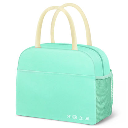 Picture of DALINDA Lunch Bag Lunch Box for Women Men Reusable Insulated Lunch Tote Bag,Leakproof Thermal Cooler Sack Food Handbags Case High Capacity for Travel Work Picnic Beach- Mint Green