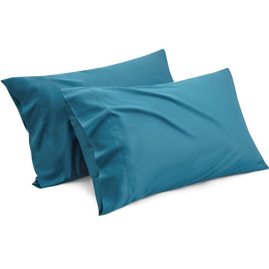 Picture of Bedsure Cooling Pillow Cases King Size - Rayon Derived from Bamboo, Teal Chill Pillowcase 2, Silky Soft & Breathable Pillow Covers with Envelope Closure, Gift for Hot Sleepers in Summer, 20x36 Inches