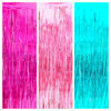 Picture of KatchOn, Hot Pink and Blue Fringe Curtain - XtraLarge, 3.2x8 Feet, Pack of 3 | Unicorn Decorations for Birthday Party | Mermaid Party Decorations | Aquamarine Foil Curtain, Aquamarine Party Supplies