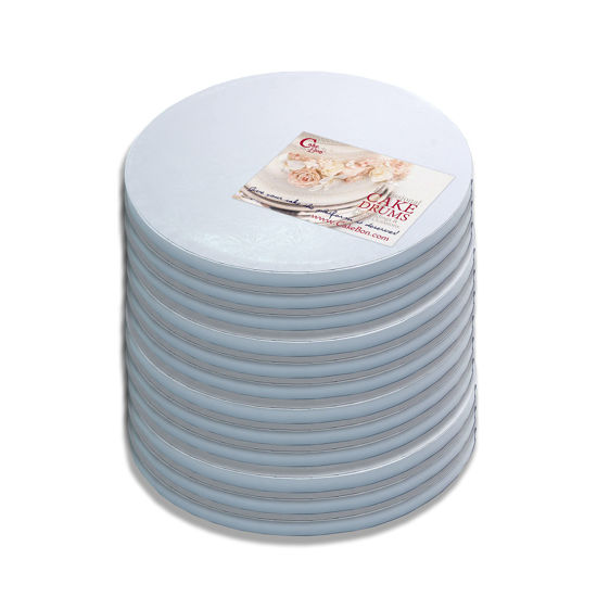 Picture of Cakebon Cake Drums Round 10 Inches - (White, 12-Pack) - Sturdy 1/2 Inch Thick - Professional Smooth Straight Edges