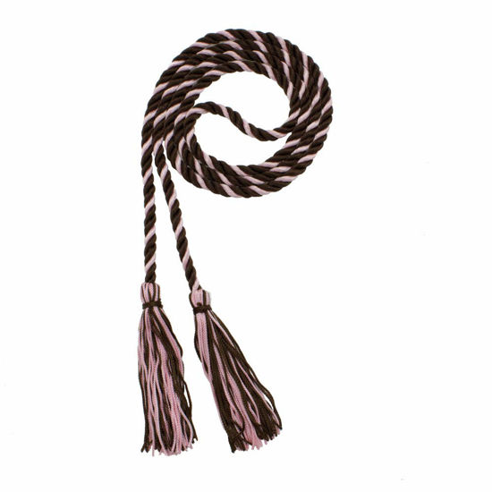 Picture of Graduation Honor Cord - Brown/LT Pink - Every School Color Available - Made in USA - by Tassel Depot