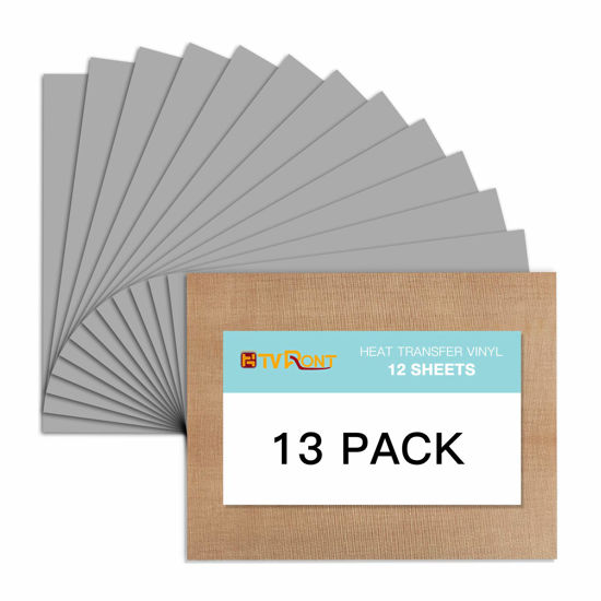 Picture of Silver HTV Heat Transfer Vinyl Bundle: 13 Pack 12" x 10" Silver Iron on Vinyl for T-Shirt, Silver Heat Transfer Vinyl for Cricut, Silhouette Cameo or Heat Press Machine