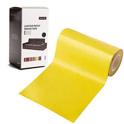 Picture of Leather Repair Patch Tape Yellow 3 x 60 inch Self Adhesive Leather Repair Tape for Furniture, Car Seats, Couch, Sofa, Office Chair, Vinyl Repair Kit