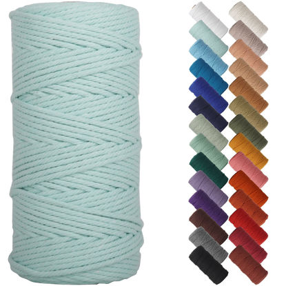 Picture of NOANTA Light Blue Macrame Cord 3mm x 109yards, Colored Macrame Rope, Cotton Rope Macrame Yarn, Colorful Cotton Craft Cord for Wall Hanging, Plant Hangers, Crafts, Knitting