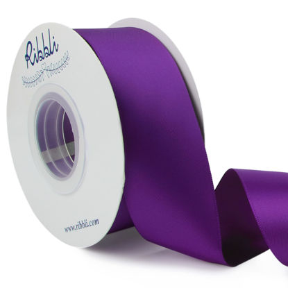 Picture of Ribbli Purple Double Faced Satin Ribbon,1-1/2” x Continuous 25 Yards,Use for Craft Bows Bouquet, Gift Wrapping, Wedding Decoration, Floral Arrangement