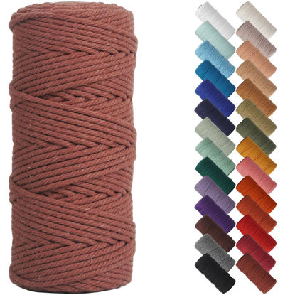 Picture of NOANTA Rust Red Macrame Cord 3mm x 109yards, Colored Macrame Rope, Cotton Rope Macrame Yarn, Colorful Cotton Craft Cord for Wall Hanging, Plant Hangers, Crafts, Knitting