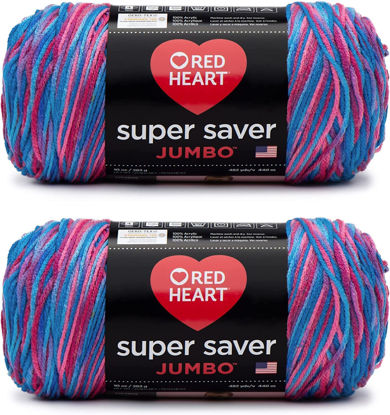 Picture of Red Heart Super Saver Jumbo Bonbon Yarn - 2 Pack of 283g/10oz - Acrylic - 4 Medium (Worsted) - 482 Yards - Knitting/Crochet