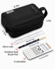 Picture of Sooez Big Capacity Pencil Pen Case, Durable Canvas Pencil Pouch Pencil Bag Organizer, Large Storage with Separate Compartments Easy Grip Handle, Aesthetic Supply for School Teens Adults, Navy Blue